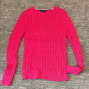 Lands' End Vibrant Pink Cable Knit Sweater